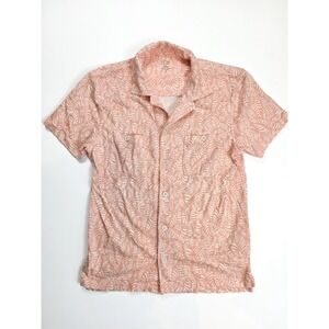J. Crew Orange Tropical Leaf Print Button Up S/S Collared Shirt Men's‎ Size M